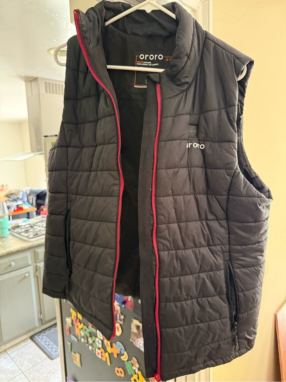 ororo Black Quilted Puffer Vest with Pink Trim